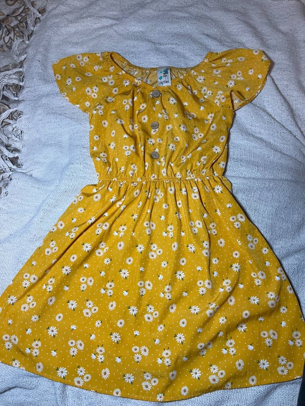 Lily Bleu Girls Golden Yellow Daisy Floral Dress size 12
